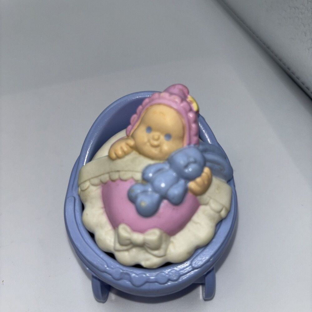 Vtg Fisher Price Little People 90s Baby Girl& Stroller Figure Doll  Replacement